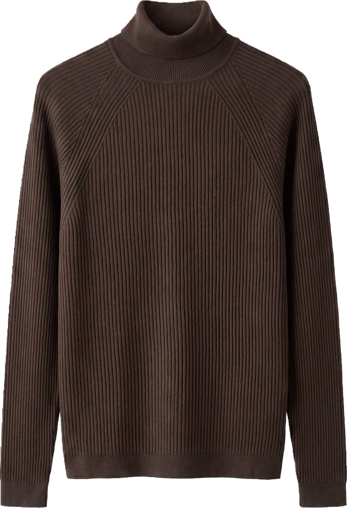 Coffee super-slim-fit long-sleeve turtleneck sweater in viscose