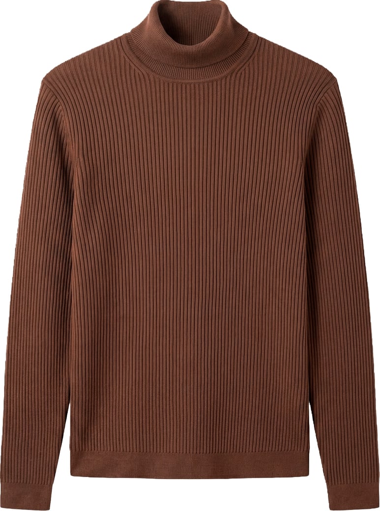 Tobacco super-slim-fit long-sleeve turtleneck sweater in viscose