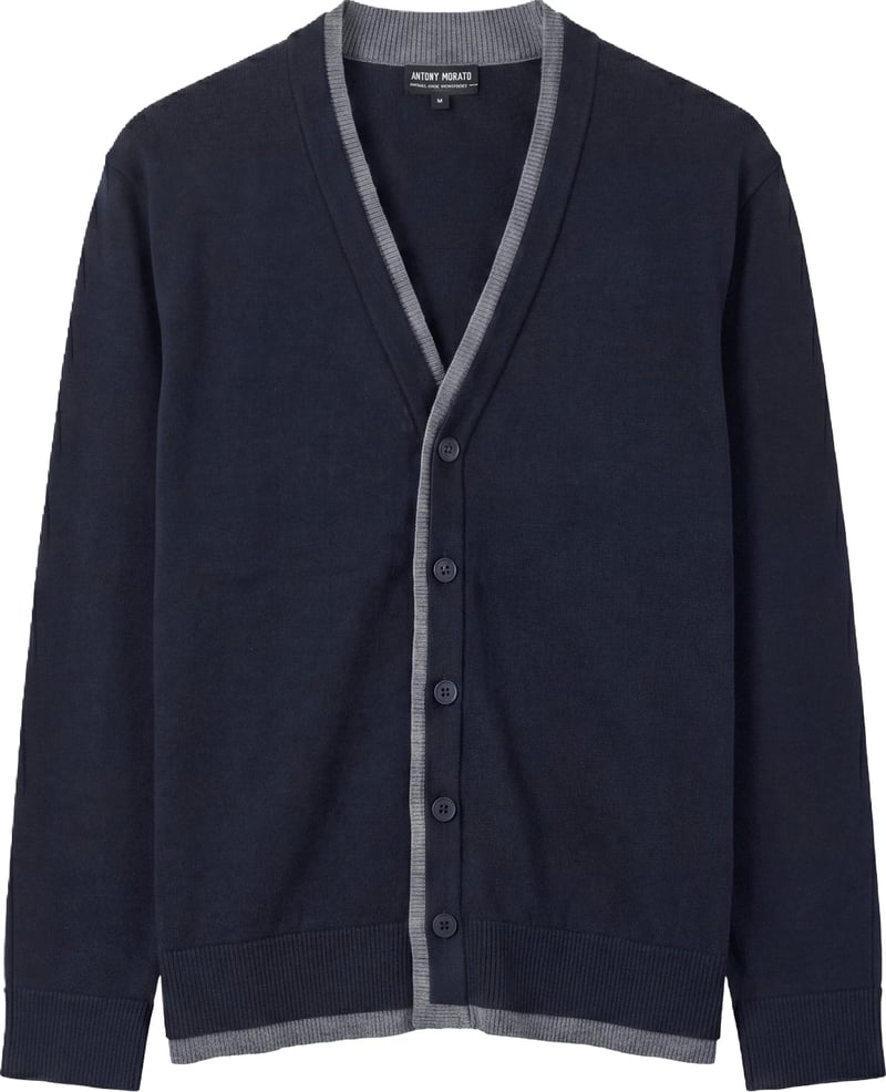 Marine relaxed-fit buttoned cardigan in techno merino wool blend