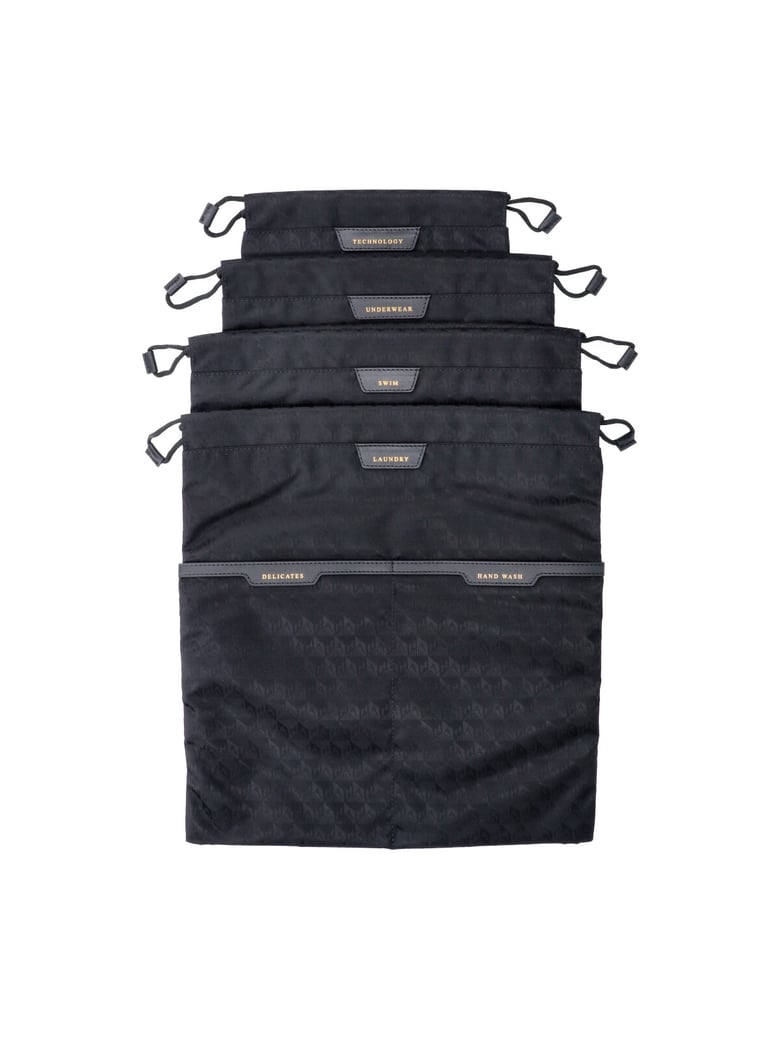 Black Recycled Fabric Drawstring Pouch Set