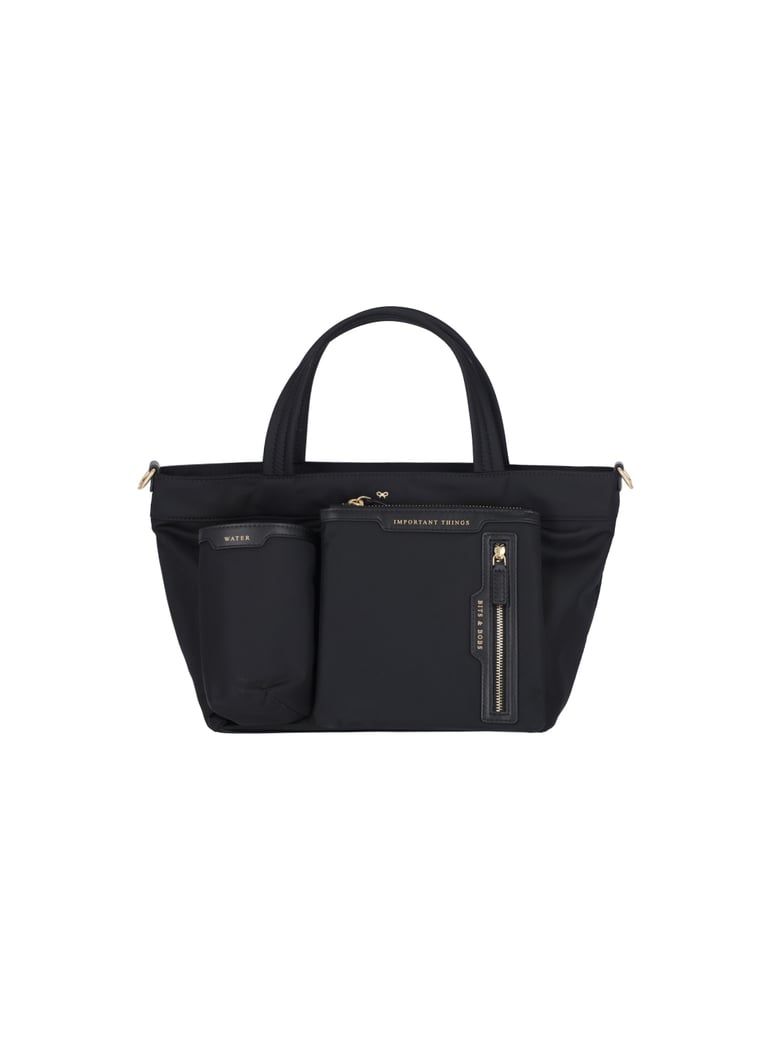 Black Econyl Logo Strap Nylon Tote