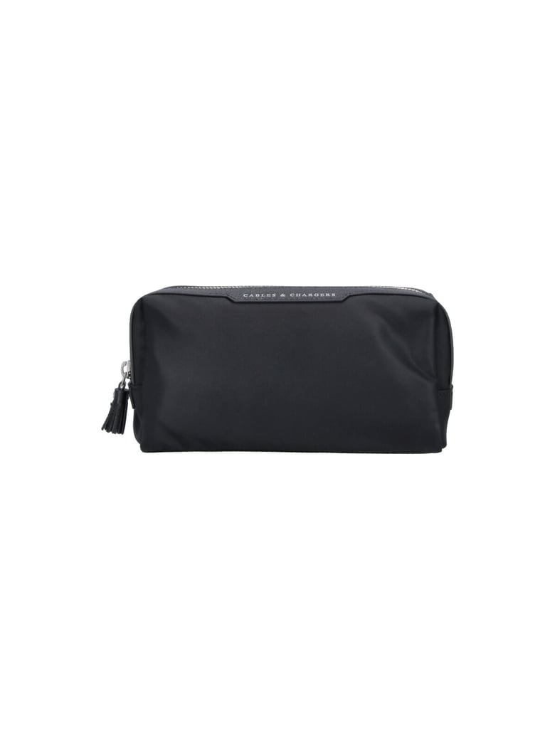 Rectangular Black Bag with Silver Zipper Closure