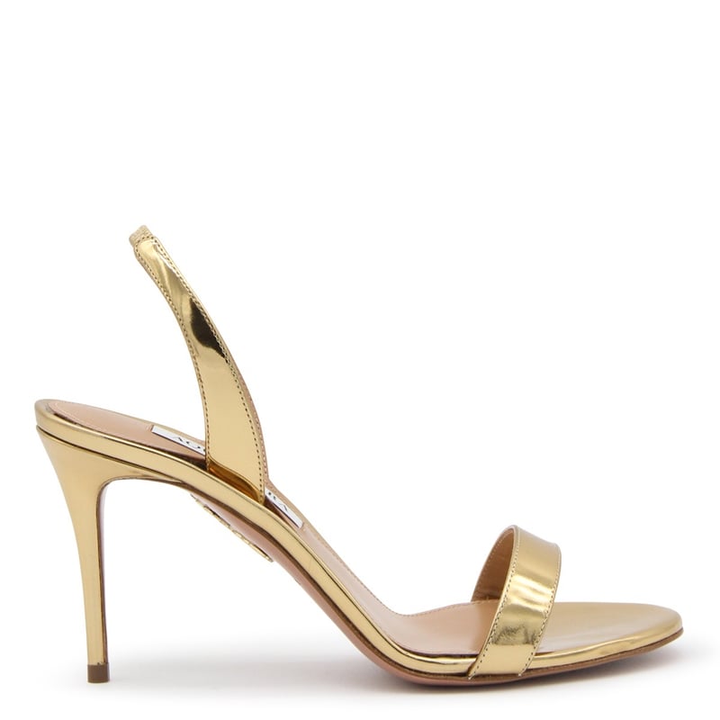 Gold Leather Slip On Sandals