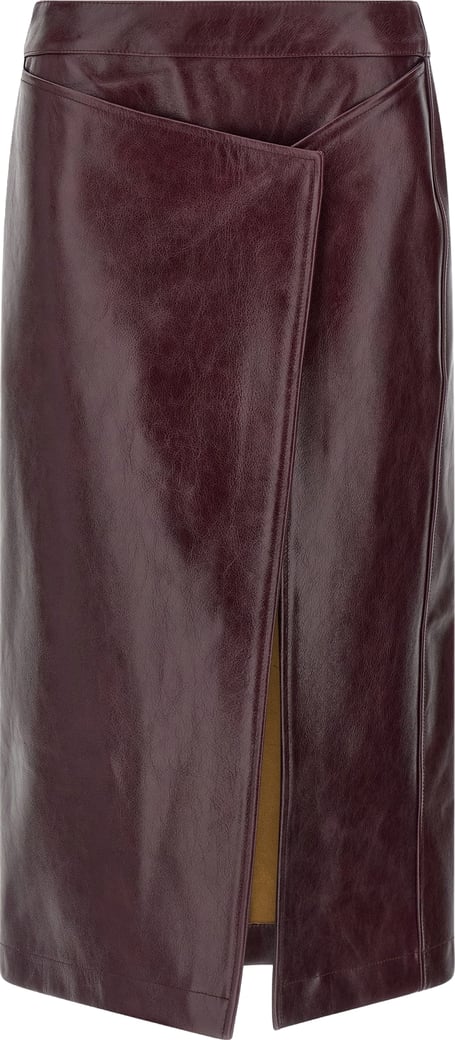 Armarium Bordeaux Cowhide Midi Skirt