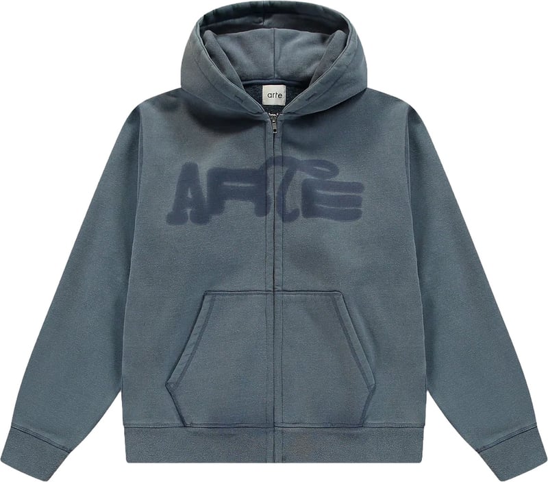 Felpa Con Cappuccio Zip Stencil Sunfade Navy
