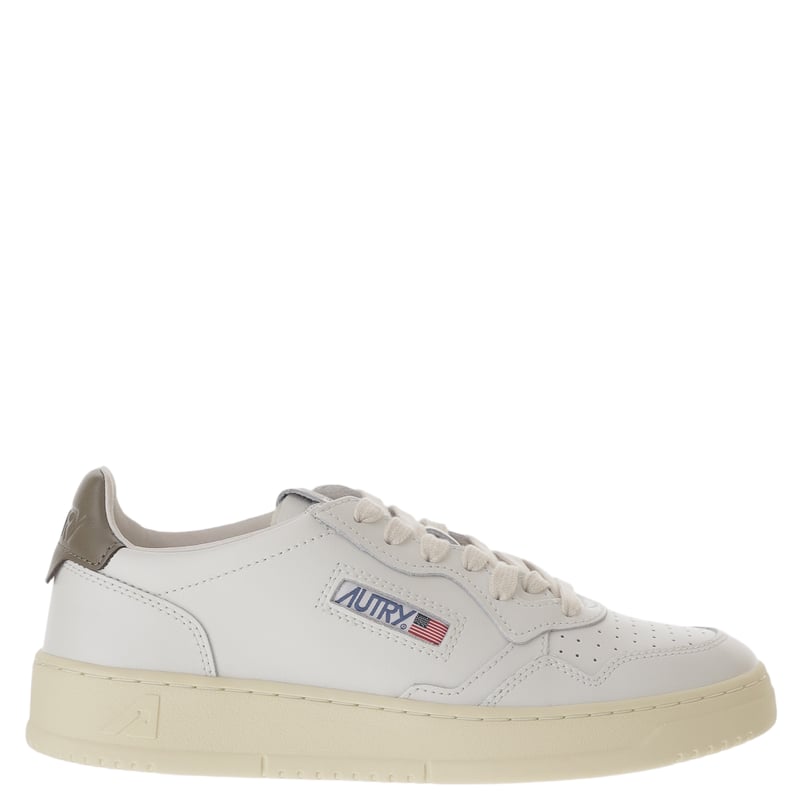 White/Brown Medalist Low Leather Sneakers