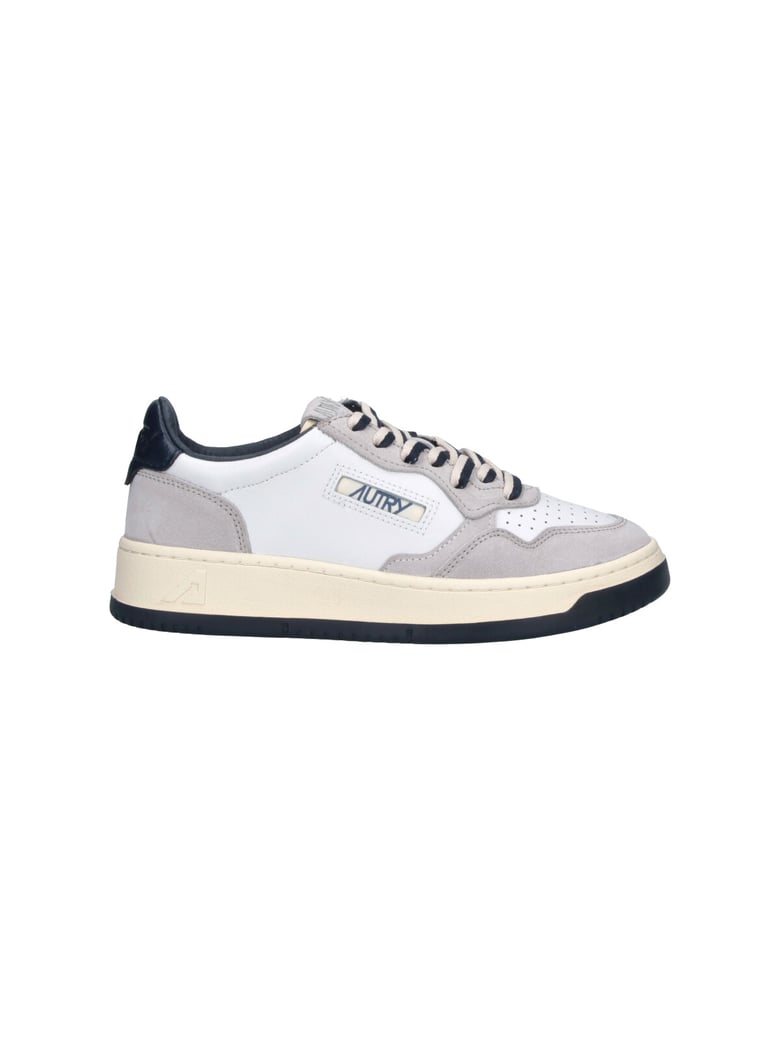 White Medalist Grey Accent Leather Sneakers