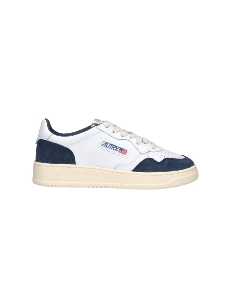 White Medalist Blue Suede Accent Sneakers