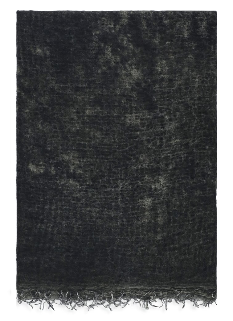 Grey Melange Cashmere Fringed Scarf