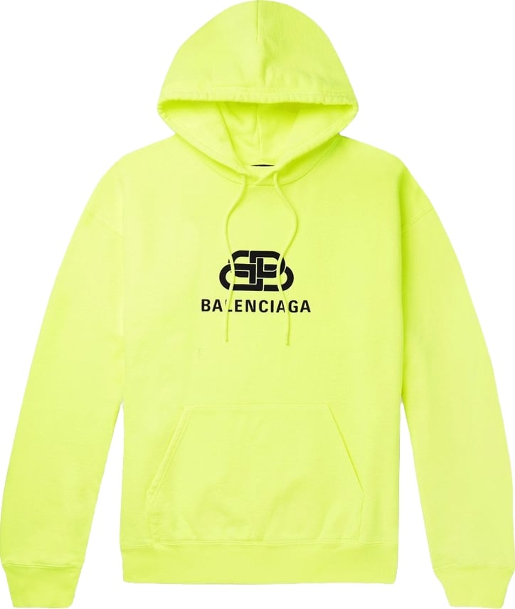 Balenciaga Neon Yellow Cotton Logo Printed Oversized Hoodie - Size XS (ARCHIVE)