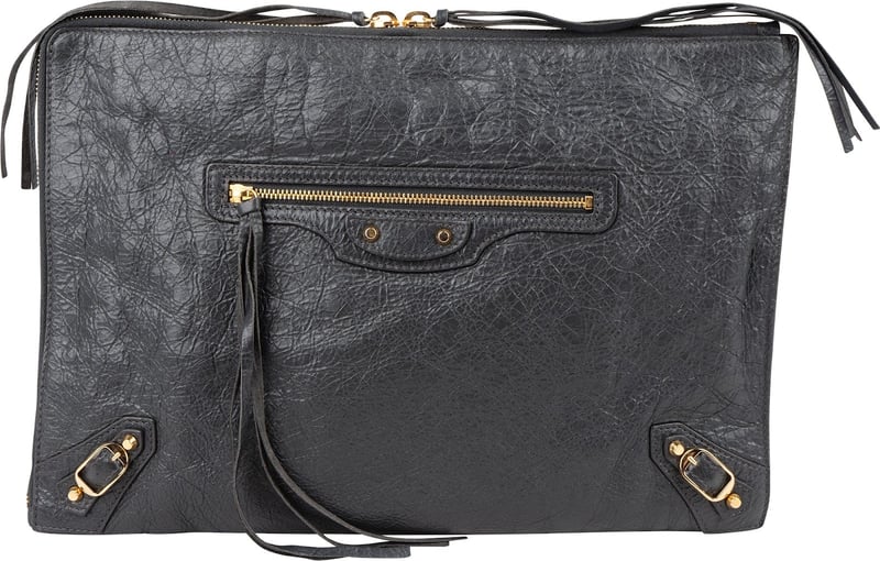 Balenciaga Leather Classic Arena Laptop Case Clutch