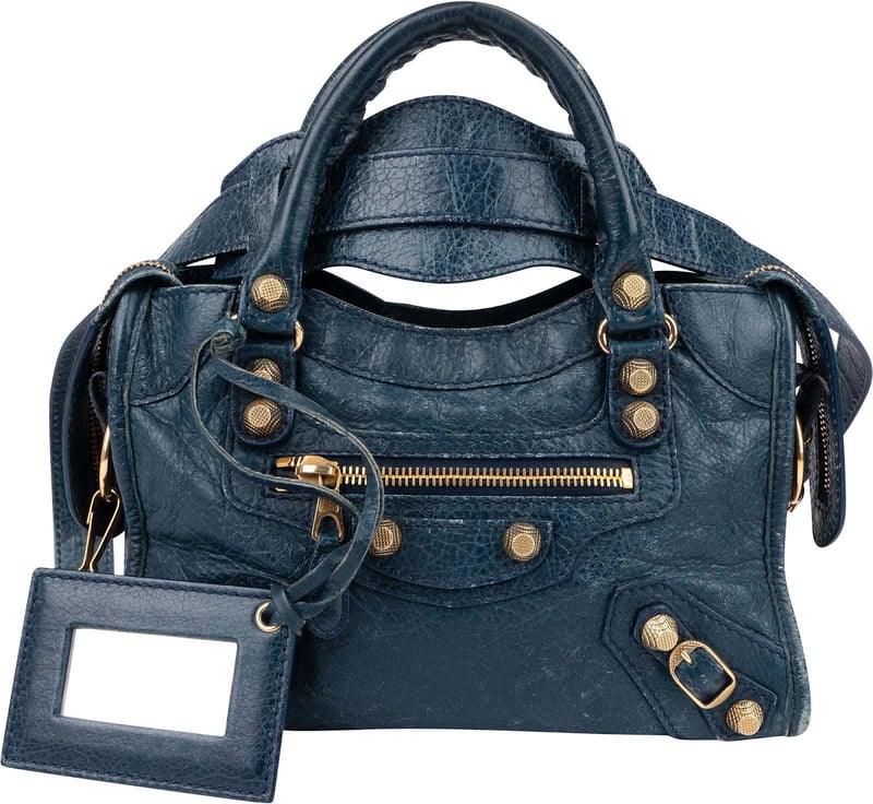 Balenciaga Blue Leather Mini City Handbag