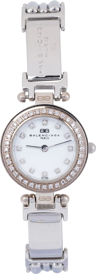 Balenciaga Silver Tone Diamond Bezel 8018 Watch