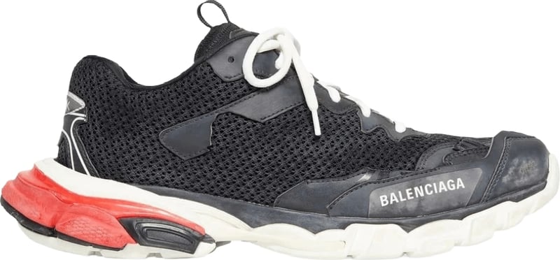 Balenciaga Track.3 Worn-Out Men's Sneakers Black Red