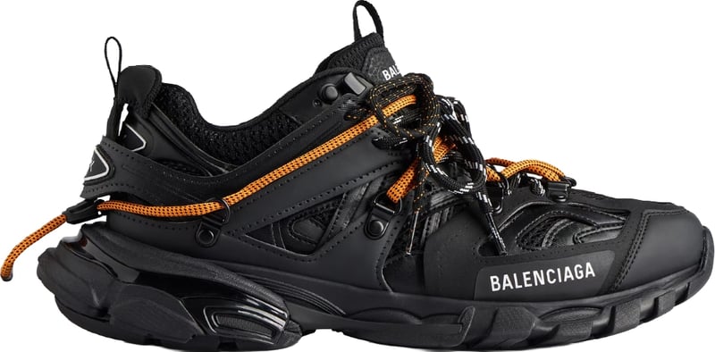 Balenciaga Men's Track Trail Laces Sneaker in Black Orange