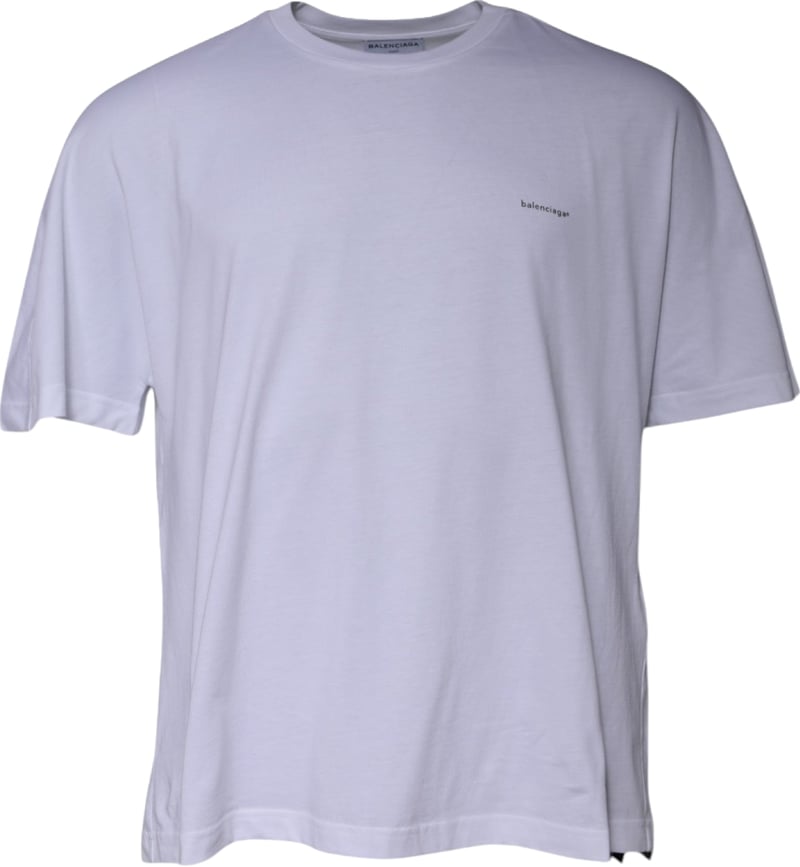 Balenciaga White Logo Cotton Crew Neck Short Sleeves T-shirt