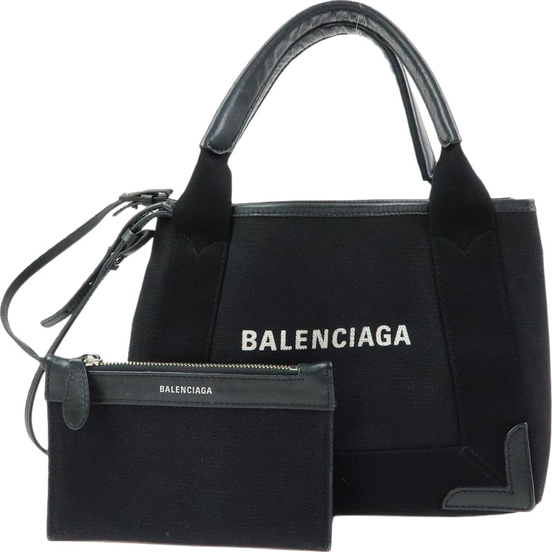Balenciaga Navy Cabas Canvas with Leather XS