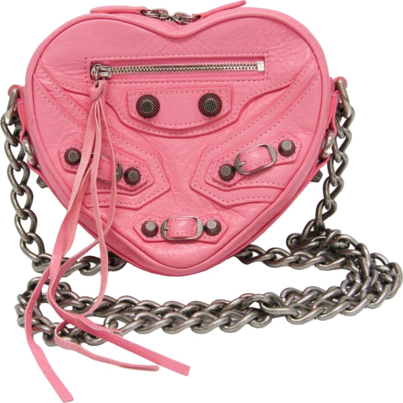 Balenciaga Le Cagole Giant Studs Heart Chain Leather Mini