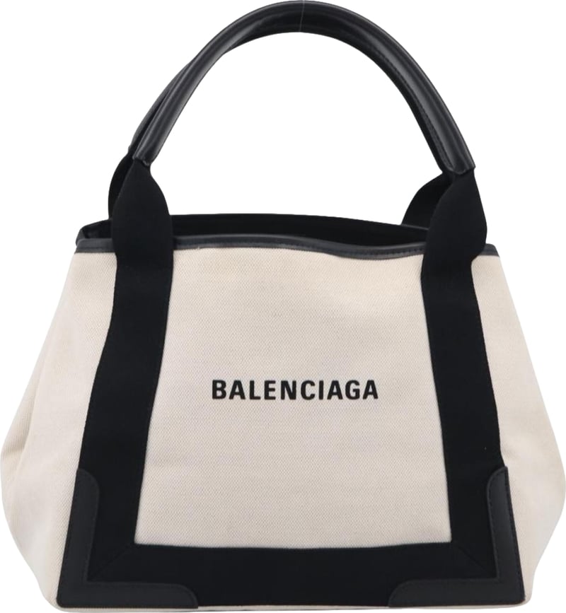 Balenciaga Navy Cabas Canvas with Leather Small