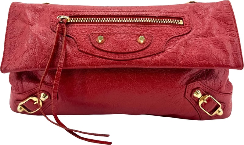 Balenciaga Classic Studs Envelope Strap Clutch Leather Mini