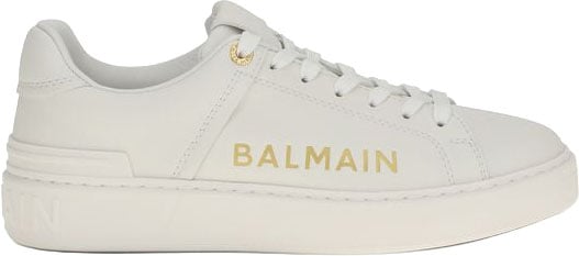 Balmain White Calf Leather Bos Taurus Low Top Sneakers
