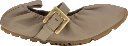 Balmain Beige Lamb Ovis Aries Ballet Flats