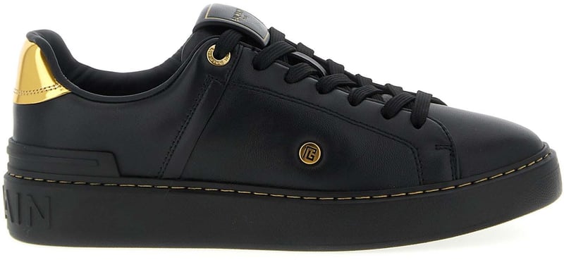 Balmain Black Lamb Leather Low Top Sneakers