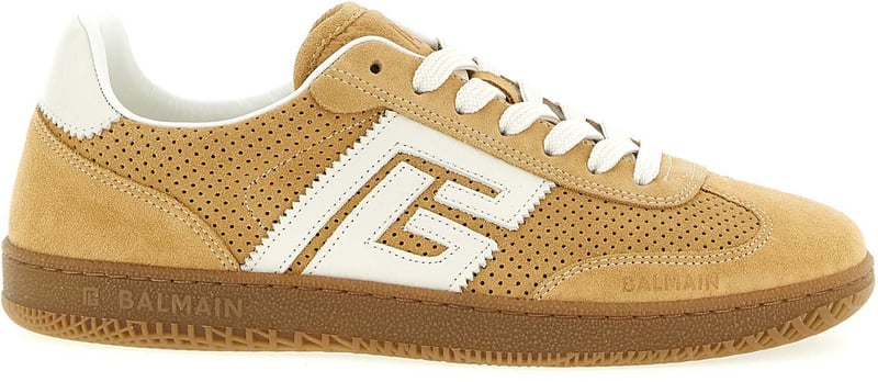 Balmain Beige Calfskin Low Top Sneakers