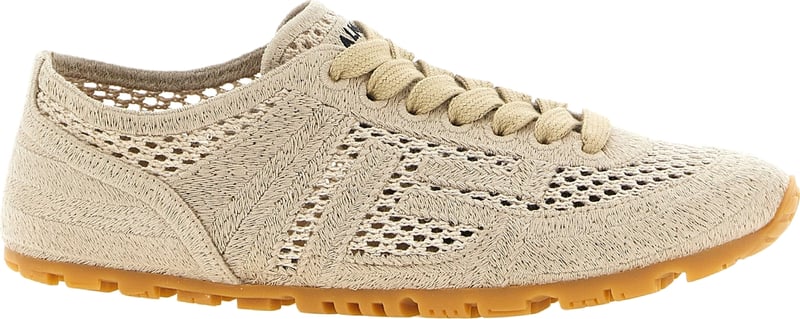 Balmain Beige Cotton Athletic Sneakers