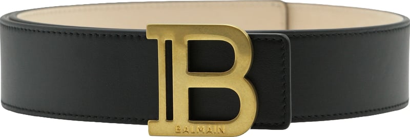Elegant black leather belt with gold buckle
