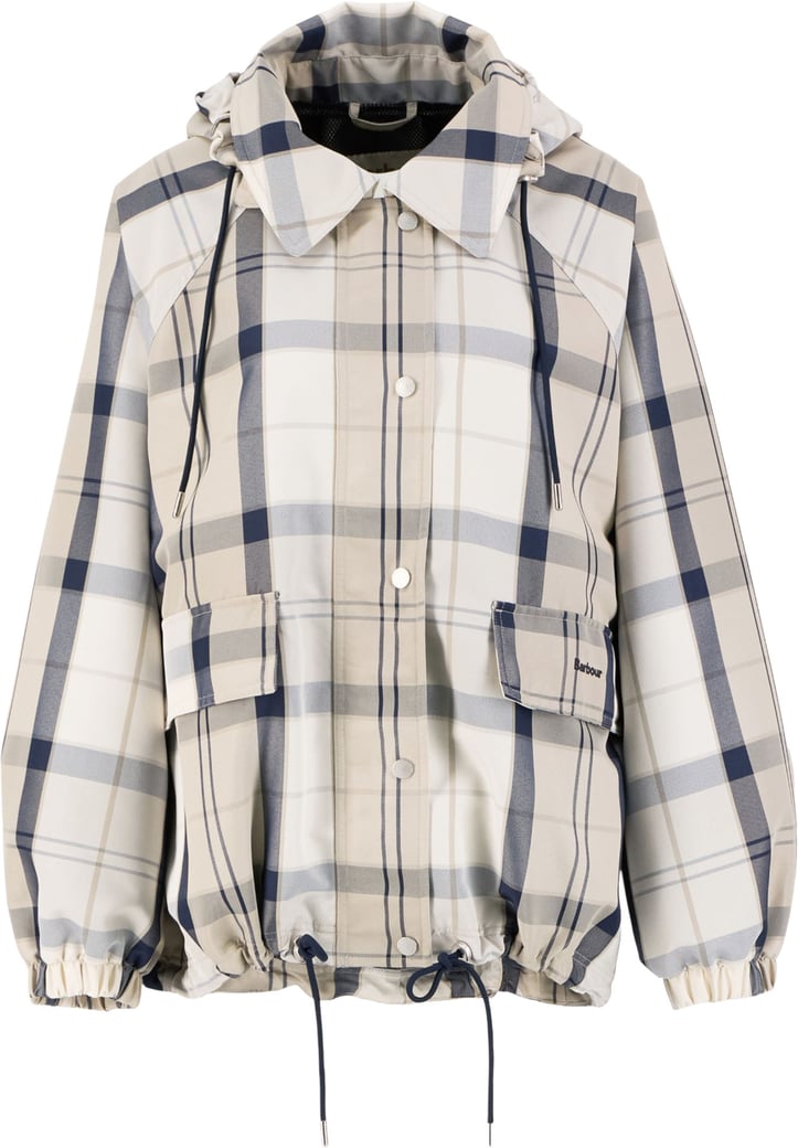 Parka tartan blanc bleu capuche amovible Ballina Barbour Femme LSP0324 NY51