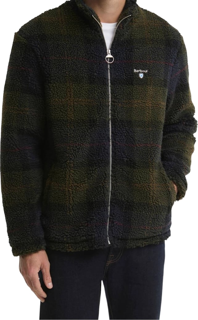 Blouson bouclette Fleece navy vert shadow tartan Barbour Homme MFL 0187 TN43