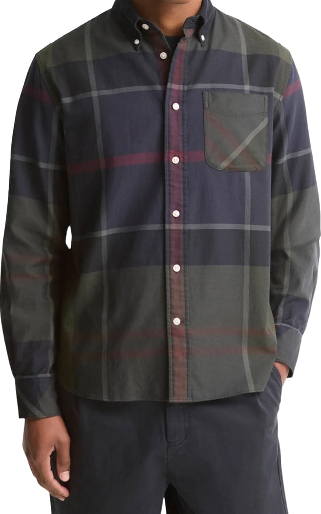 Chemise tartan shadow navy vert col velours Dunon Barbour homme MSH 5901 TN43