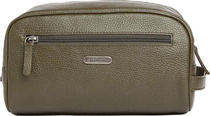 Trousse toilette cuir grainé vert olive Brunton Barbour Homme Femme MAC 0493 OL91
