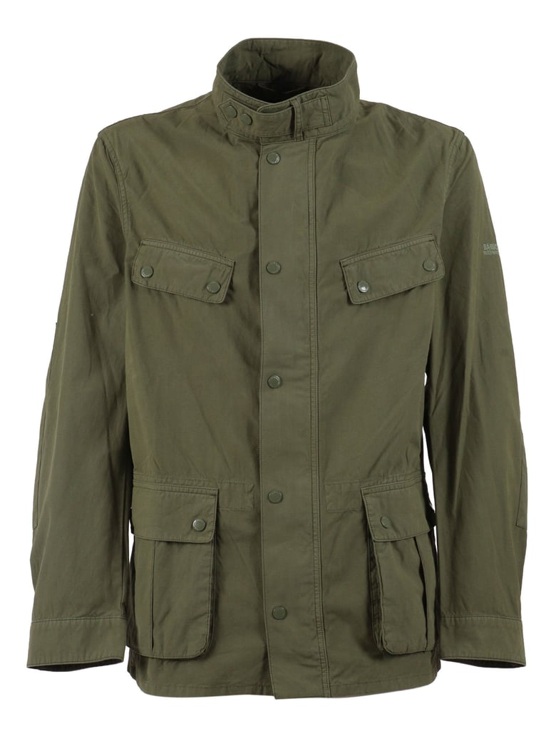 Garment Dyed Olive Utility Casual Jacket