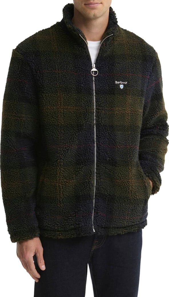 Heren Fleece sweater met rits en ruitmotief Grijs