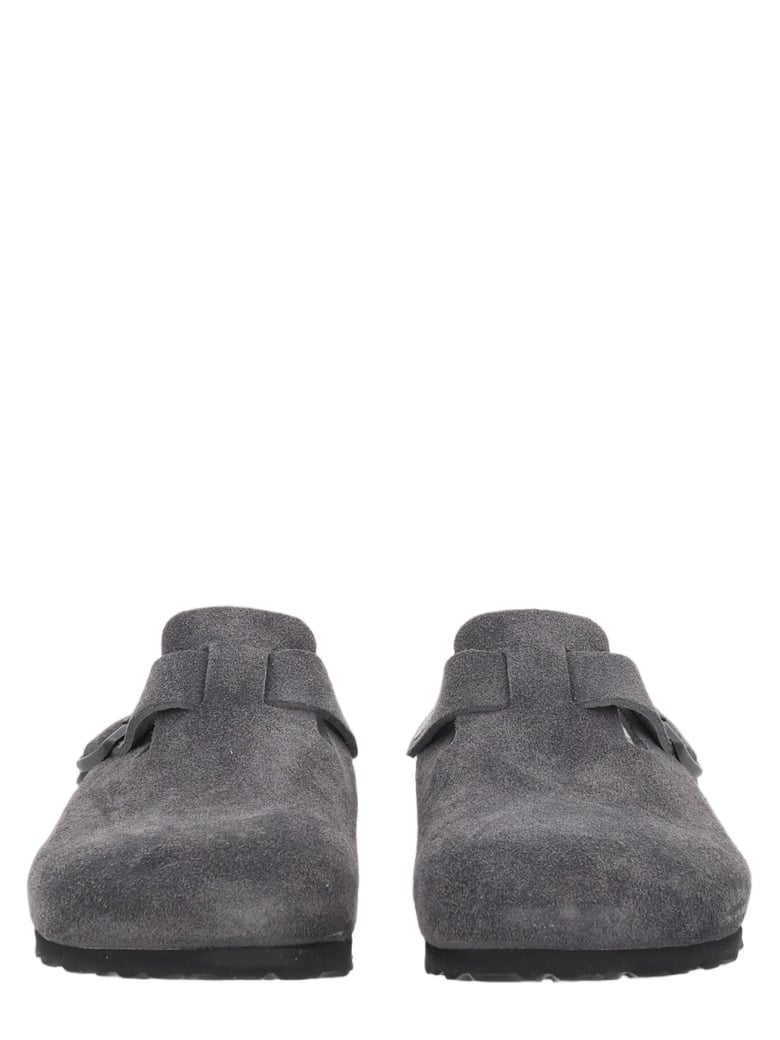 Grey Boston Leather Adjustable Straps Mules