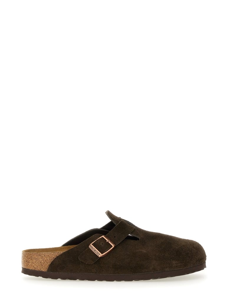 Brown Suede Mules with Adjustable Strap and Anatomical Footbed