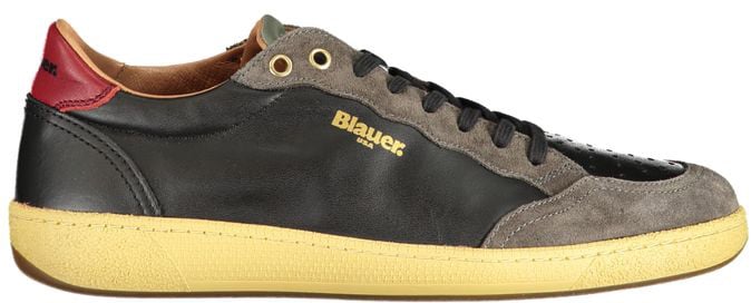 Blauer Black Leather Men Sneaker