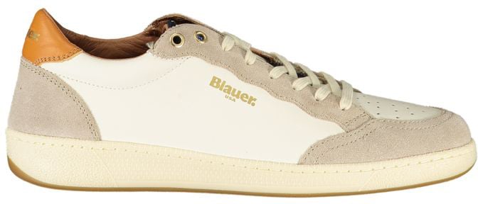 Blauer White Leather Men Sneaker