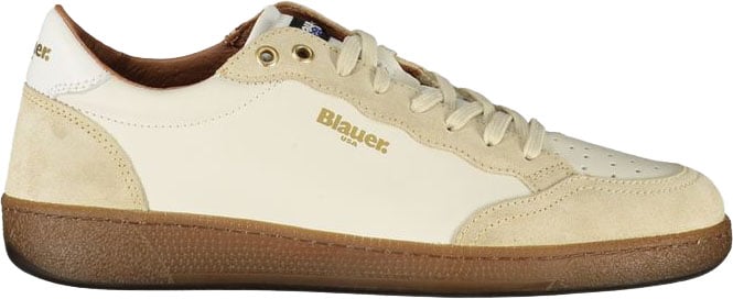 Blauer White Leather Men Sneaker