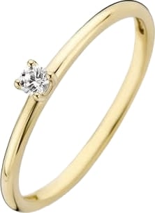 Blush Solitair Ring 1200YZI/54 14k Geelgoud met Briljant geslepen Zirkonia Maat 54