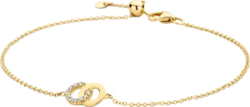 Blush Armband 2223YZI 14k Geelgoud met 2x Cirkels met Briljant geslepen Zirkonia 18cm