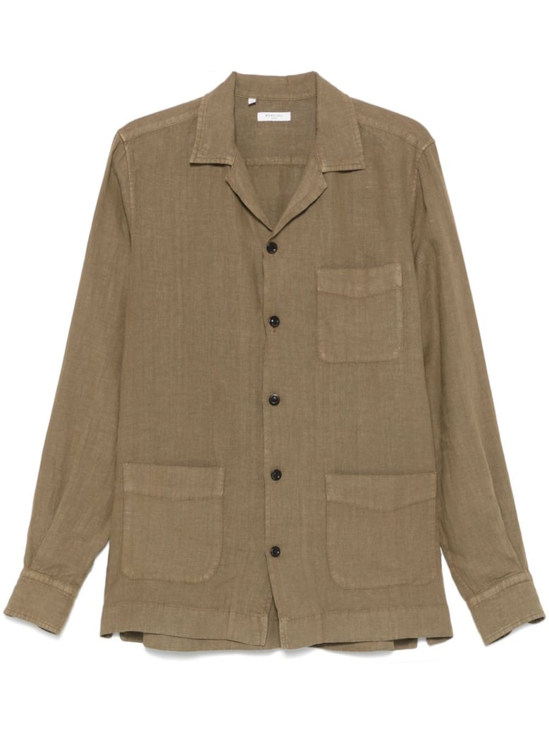 Relaxed Fit Brown Linen Shirt