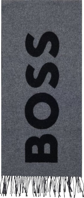 Hugo Boss Gray Wool Scarf