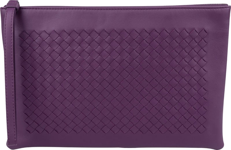 Bottega Veneta Purple Intrecciato Leather Clutch Bag
