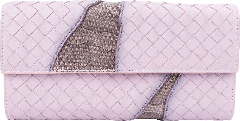 Bottega Veneta Lilac Intrecciato Ayers Python Leather Continental Wallet