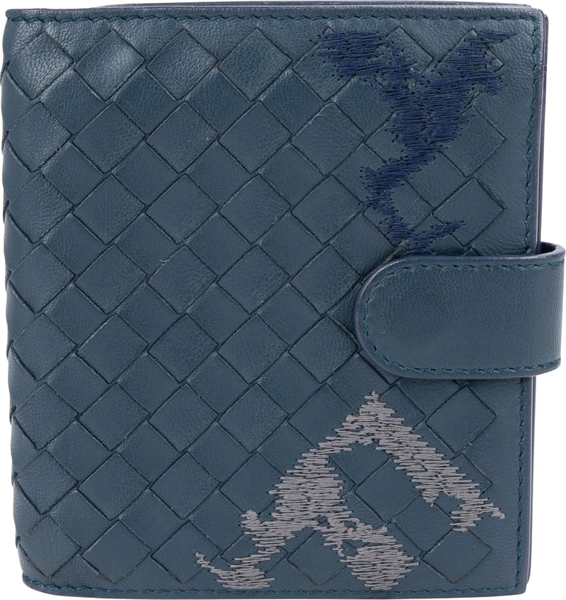 Bottega Veneta Blue Stitched Intrecciato Leather Wallet