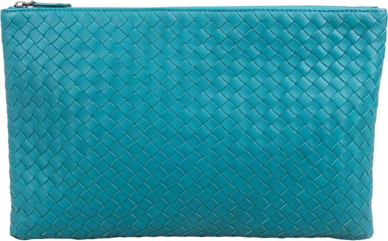 Bottega Veneta Blue Intrecciato Leather Clutch