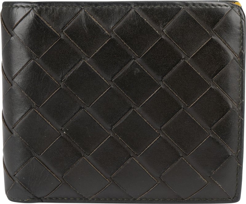 Bottega Veneta Dark Green Intrecciato Leather Bifold Wallet